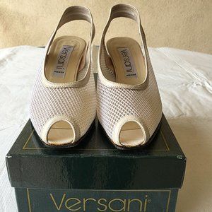 Used Italian made Versani peep toe sling back shoes size 7 1/2